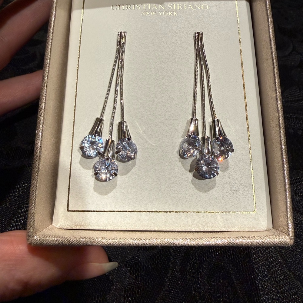 Christian Siriano Silver and Crystal Earrings